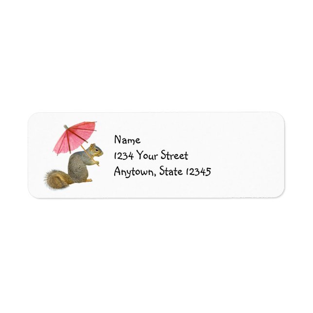 Squirrel with Parasol Return Address Labels (Front)