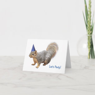 Squirrel with Party Hat Birthday Card