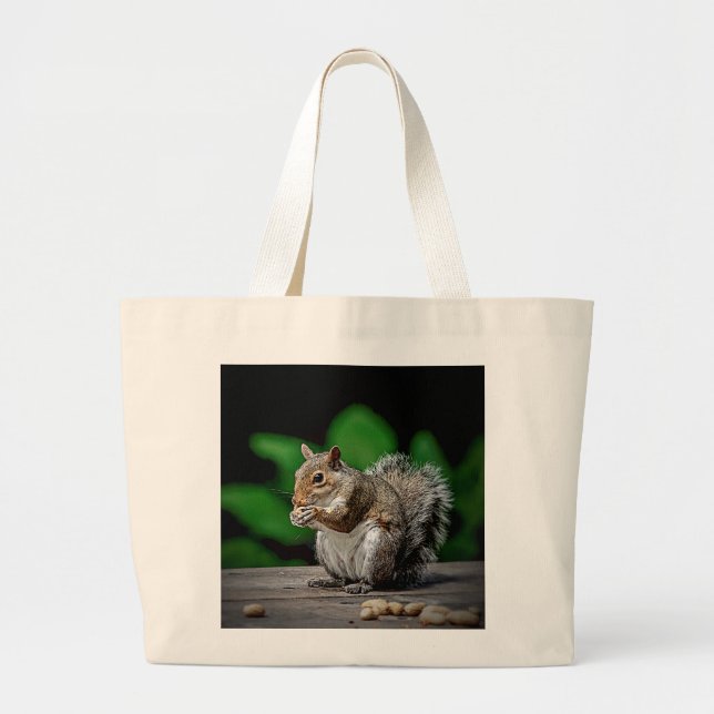 Squirrel with peanuts large tote bag (Front)