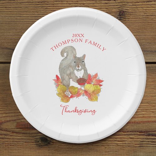 Squirrel with Pecan Pie Thanksgiving Dessert Paper Plates