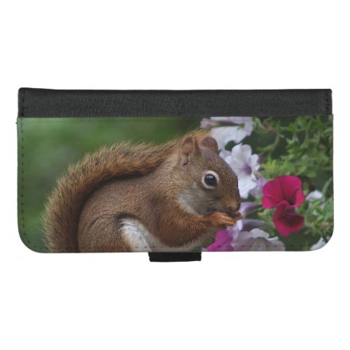 Squirrel with Petunias iPhone 87 Plus Wallet Case