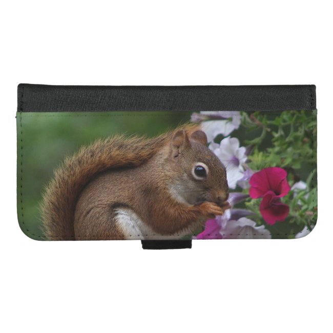 Squirrel with Petunias iPhone 8/7 Plus Wallet Case