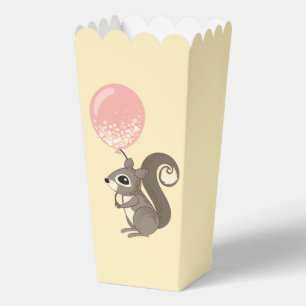 Squirrel with Pink Balloon Popcorn Favor Boxes