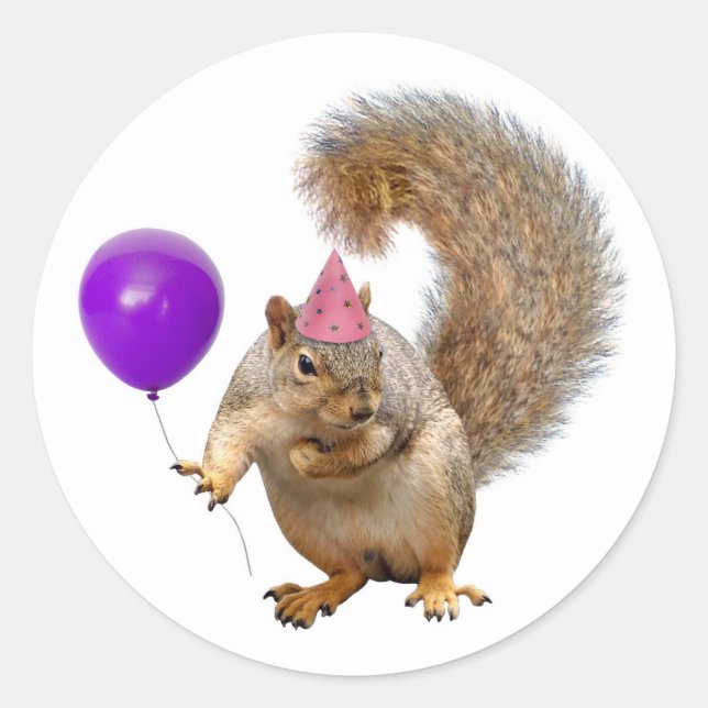Squirrel with Purple Balloon Sticker (Front)