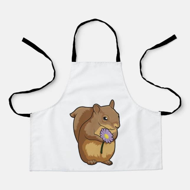 Squirrel with purple Flower Apron (Front)