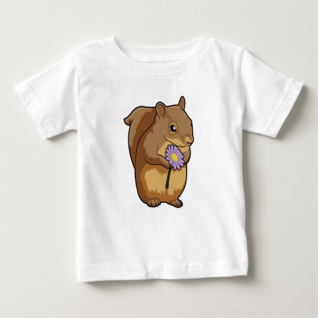 Squirrel with purple Flower Baby T-Shirt (Front)