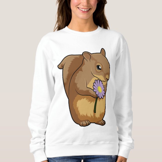 Squirrel with purple Flower Sweatshirt (Front)