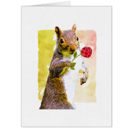 Squirrel with Red Rose Giant Valentine's Card