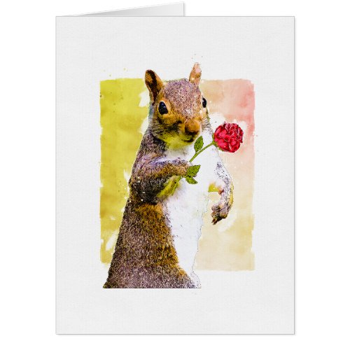 Squirrel with Red Rose Giant Valentines  Card