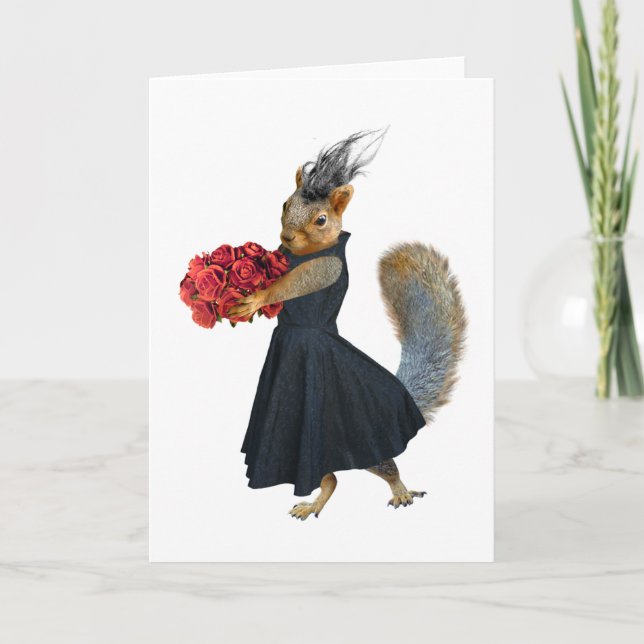 Squirrel with Roses Card (Front)
