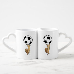 Squirrel with Soccer ball Coffee Mug Set