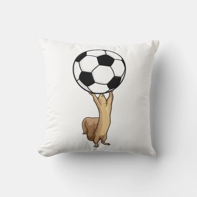 Squirrel with Soccer ball Throw Pillow (Front)