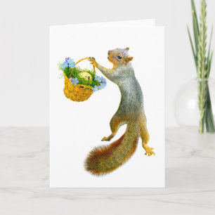 Squirrel with Spring Basket Card
