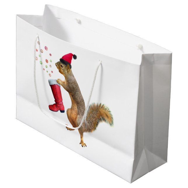 Squirrel with St. Nicholas' Boot Gift Bag (Front Angled)