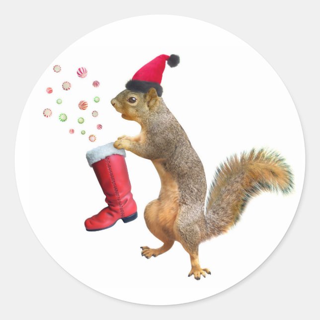Squirrel with St. Nicholas' Boot Sticker (Front)