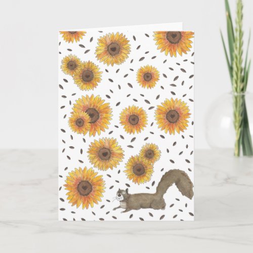 Squirrel with Sunflowers Card
