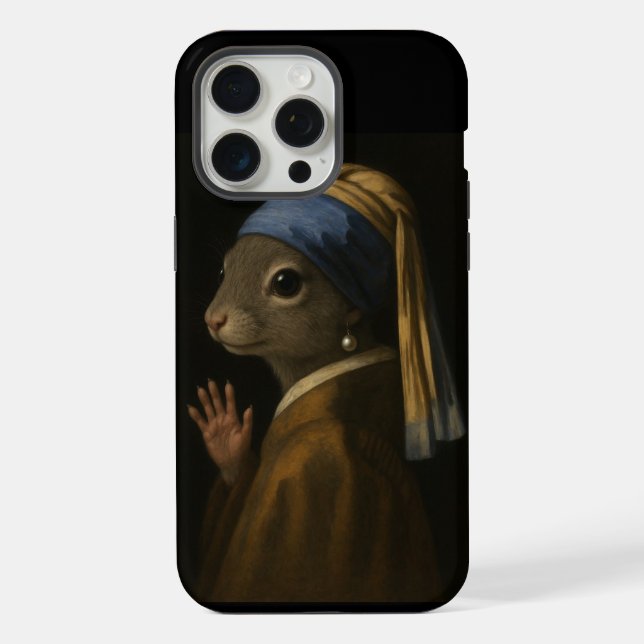 Squirrel With The Pearl Earring  Iphone Case (Back)