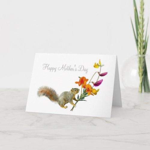 Squirrel with Wildflowers Mothers Day Card