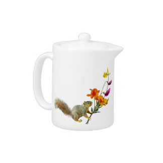 Squirrel with Wildflowers Teapot