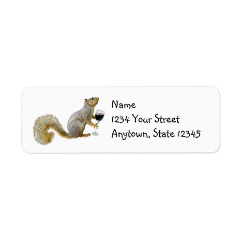 Squirrel with Wine Address Labels