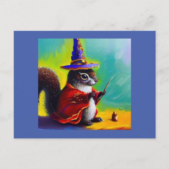 Squirrel Wizard Postcard (Front)