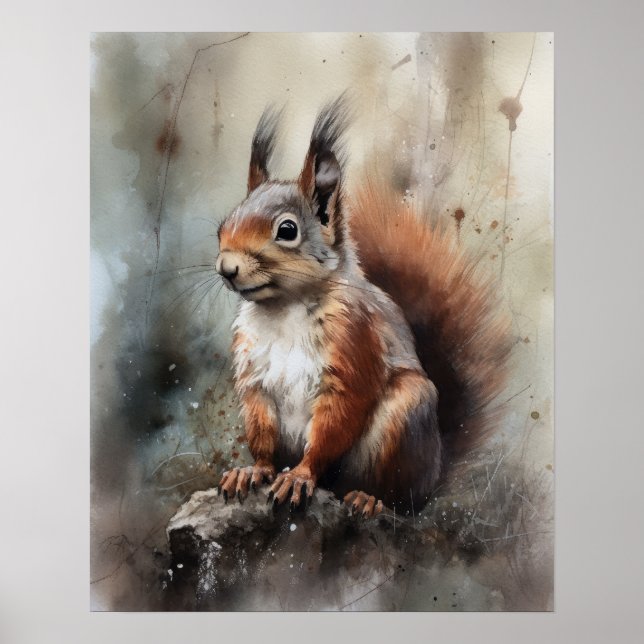 Squirrel Woodland Animal Art Print Poster (Front)