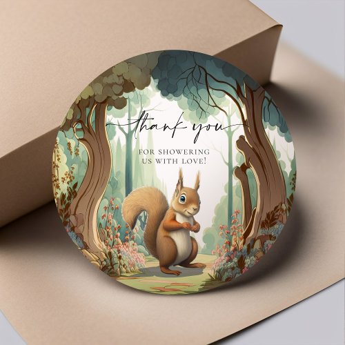 Squirrel Woodland Animal Baby Shower Classic Round Sticker