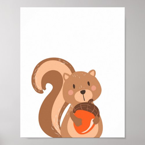Squirrel Woodland Animal Nursery Wall Art Print
