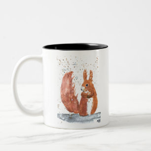 Squirrel woodland animal watercolor cute forest Two-Tone coffee mug