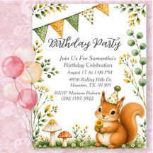 Squirrel Woodland Animals Birthday Party
