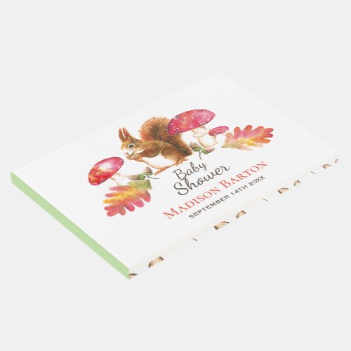 Squirrel Woodland Autumn Watercolor Baby Shower Guest Book