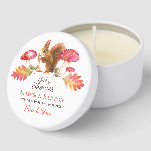Squirrel Woodland Autumn Watercolor Baby Shower Mini Candle Favors