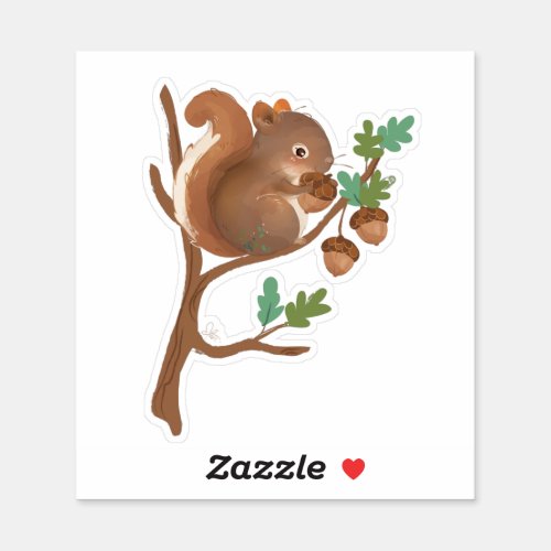 Squirrel  Woodland Forest Animal Illustration Sticker