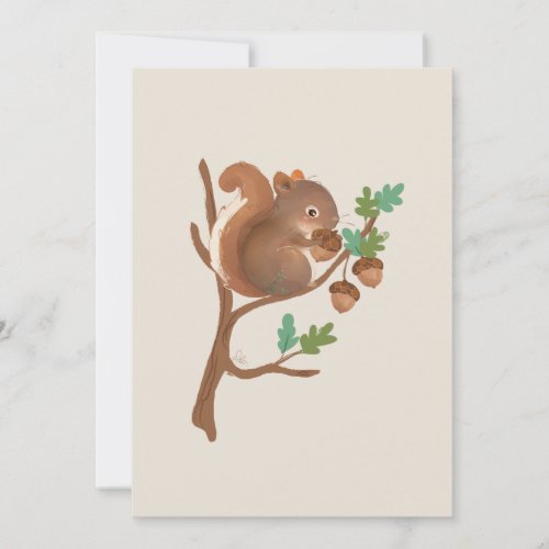Squirrel  Woodland Forest Animal Illustration Thank You Card