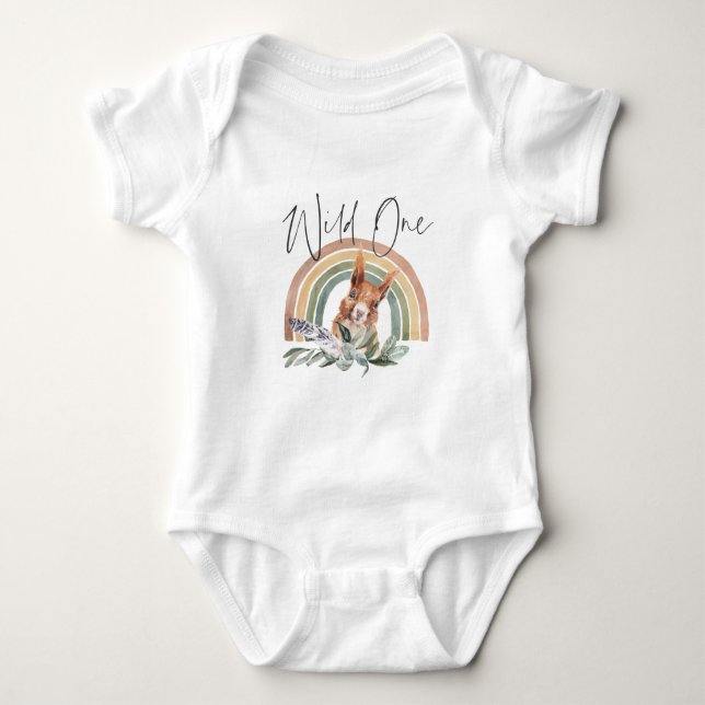 Squirrel | Woodland Forest Animals 1st Birthday Baby Bodysuit (Front)