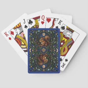 Squirrel, Woodland Grove Stained Glass Poker Cards