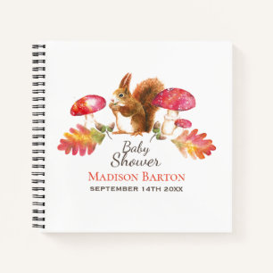 Squirrel Woodland Watercolor Baby Shower Notebook
