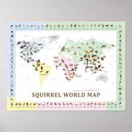 Squirrel World Map Poster