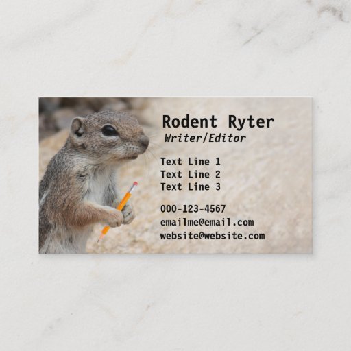 Customizable Squirrel Writer Business Card Template