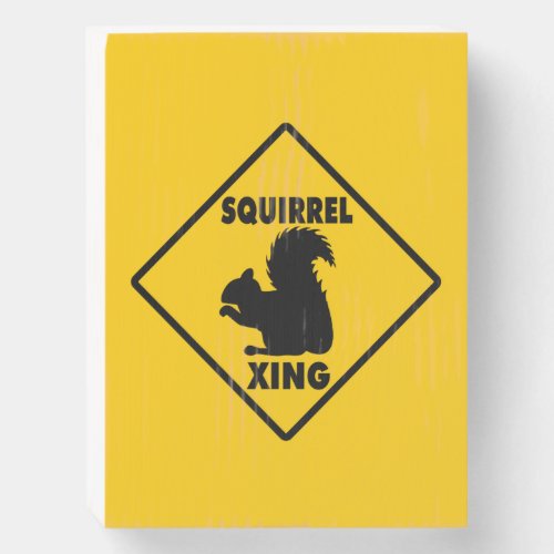 Squirrel Xing Wooden Box Sign