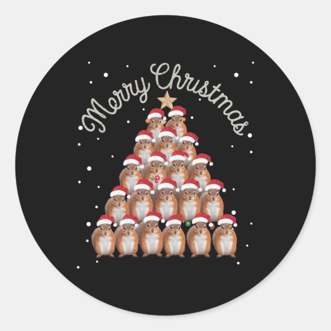 Squirrel Xmas Tree Squirrel Christmas Tree 2  Classic Round Sticker (Front)
