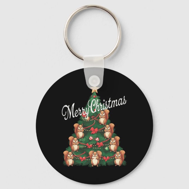 Squirrel Xmas Tree Squirrel Christmas Tree  Keychain (Front)