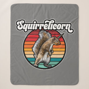 Squirrelicorn - funny, vintage squirrel unicorn sherpa blanket