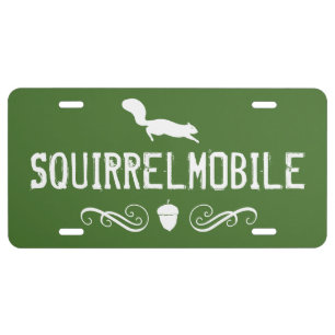 Squirrelmobile Green and White - Custom Text License Plate