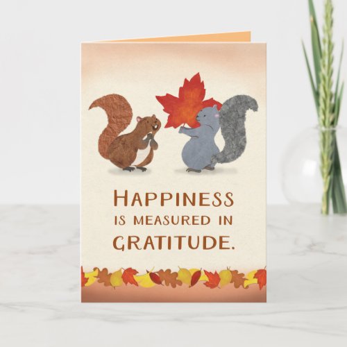 Squirrels and a Marvelous Leaf Thanksgiving  Holiday Card