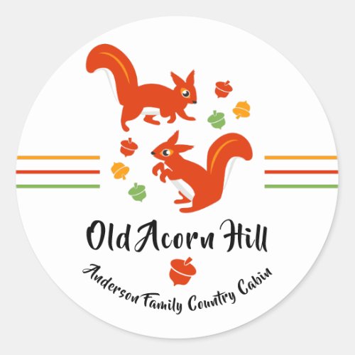 Squirrels and Acorns Country Kitchen Family Home Classic Round Sticker