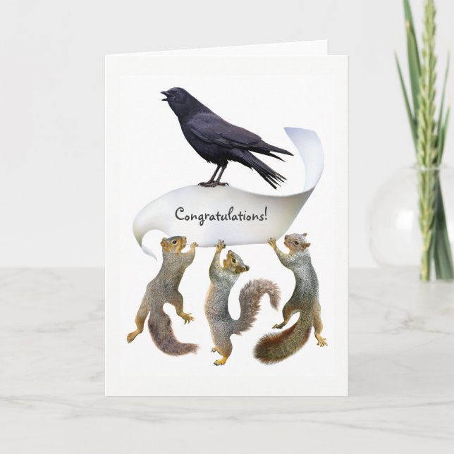 Squirrels and Crow Congratulations Card (Front)