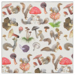 Squirrels and Mushrooms Fabric