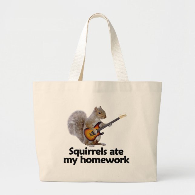 Squirrels ate my homework large tote bag (Front)