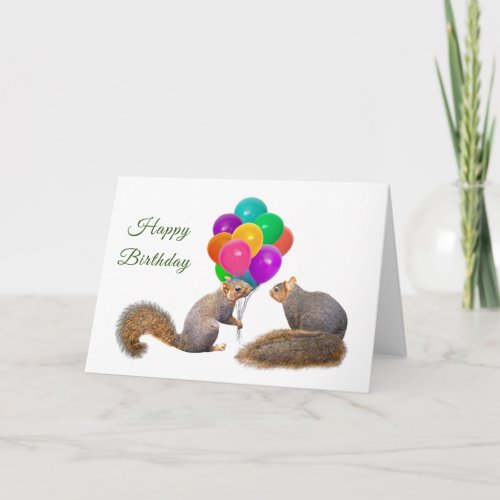 Squirrels Balloons Birthday Card